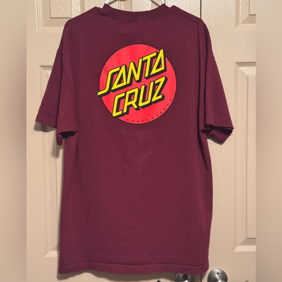 Santa Cruz T Shirt Men's XL Skateboards Burgundy Dot Logo Cotton Crew Tee - Picture 6 of 7